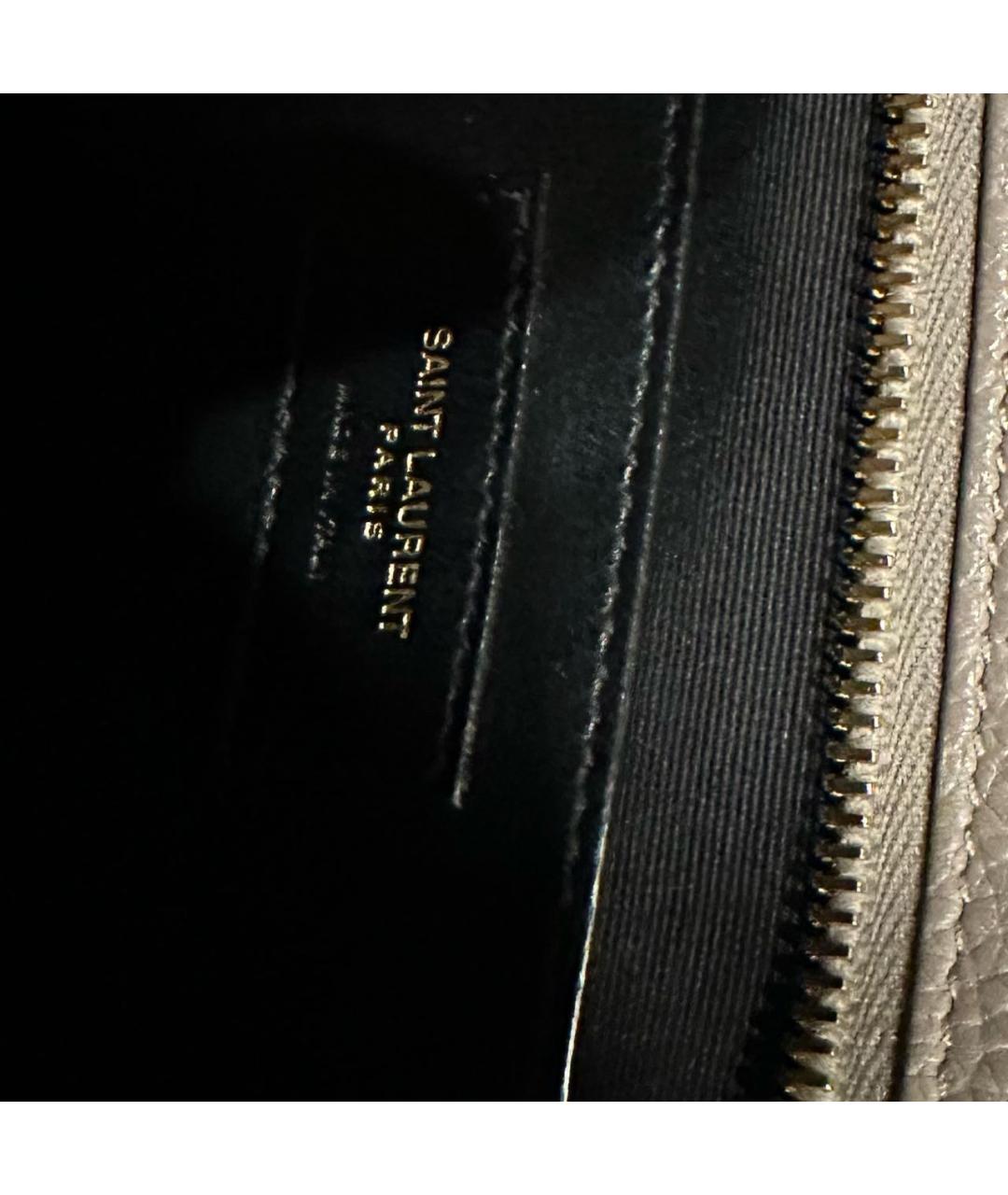 SAINT LAURENT Бежевая кожаная сумка с короткими ручками, фото 6