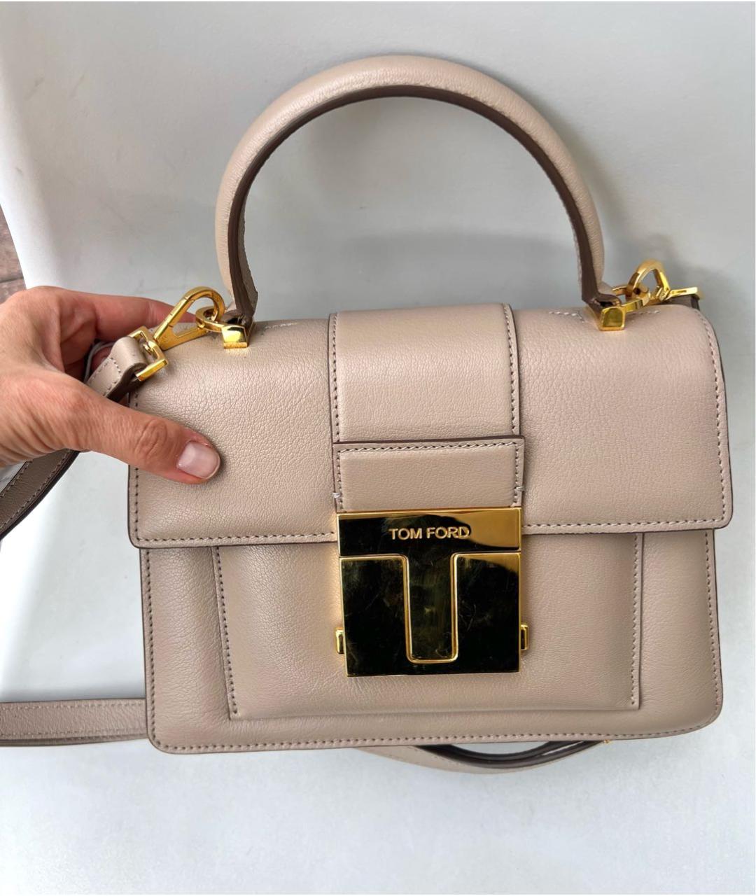 TOM FORD Бежевая кожаная сумка через плечо, фото 2
