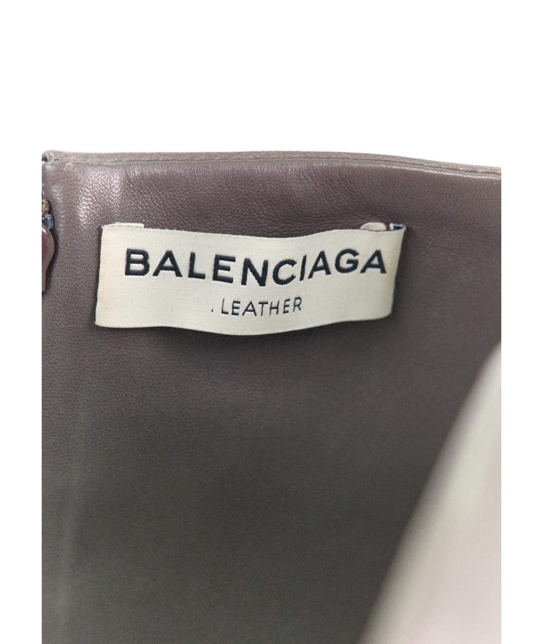 BALENCIAGA Коричневое кожаное повседневное платье, фото 4