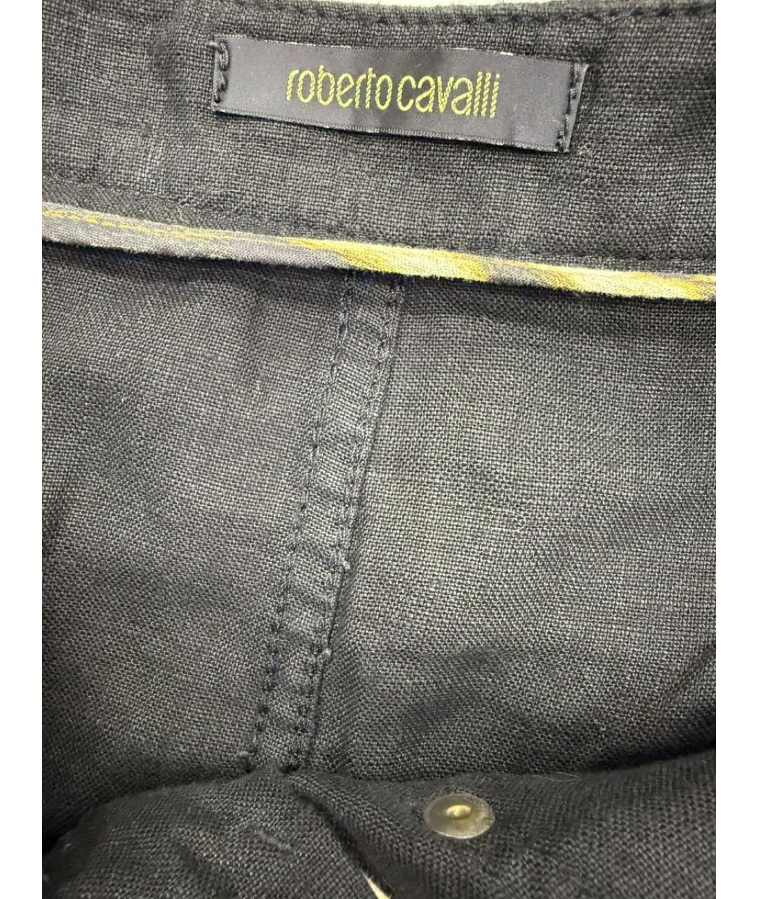 ROBERTO CAVALLI Черная льняная юбка мини, фото 3