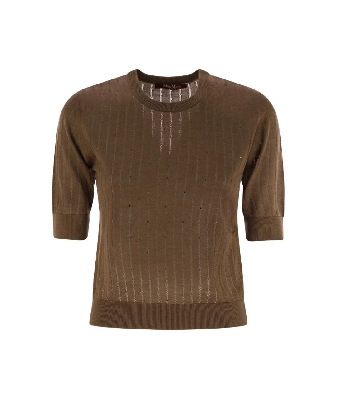 MAX MARA Коричневая шерстяная футболка, фото 1