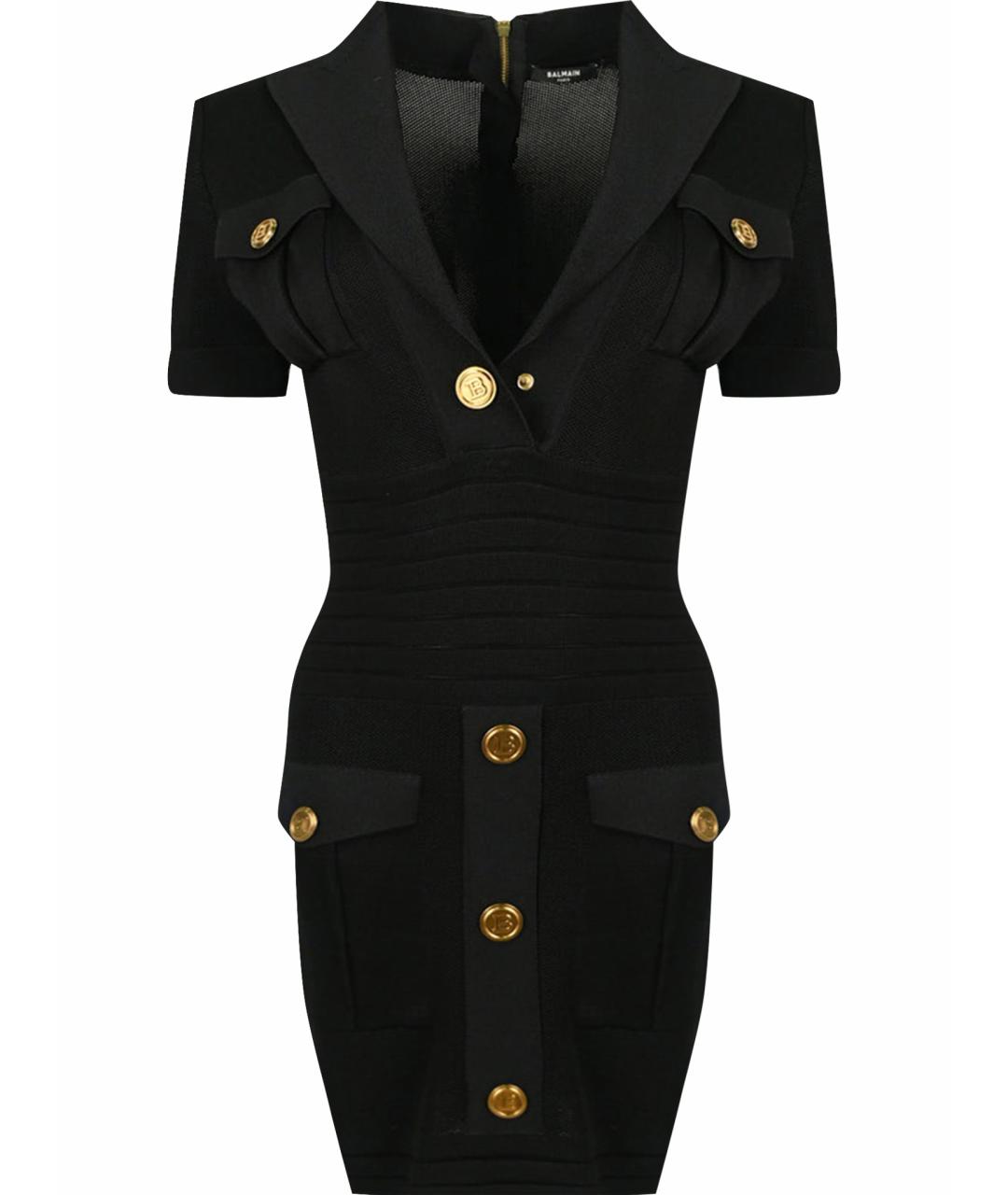 BALMAIN Черное вискозное повседневное платье, фото 1