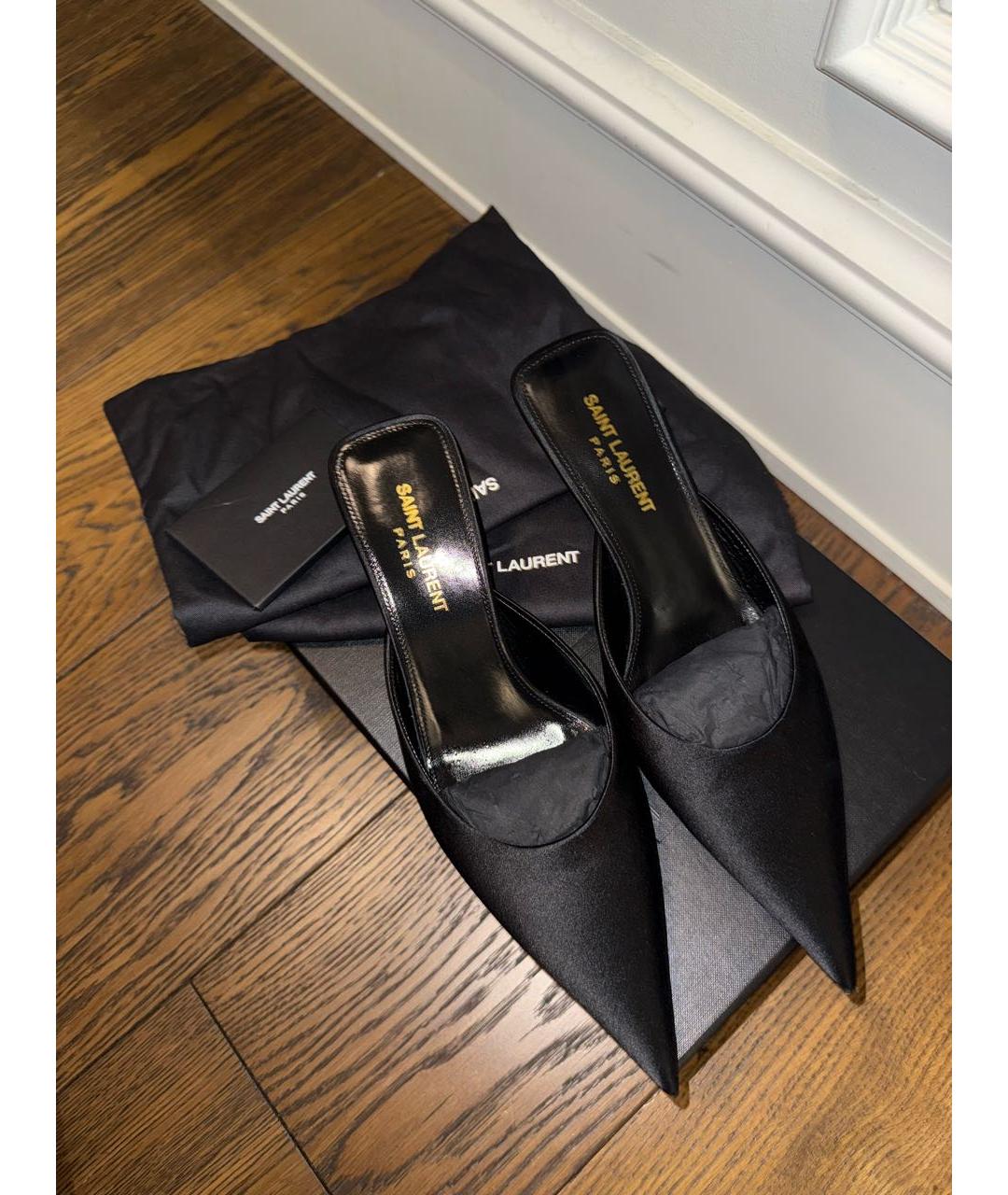 SAINT LAURENT Черные текстильные мюли, фото 6