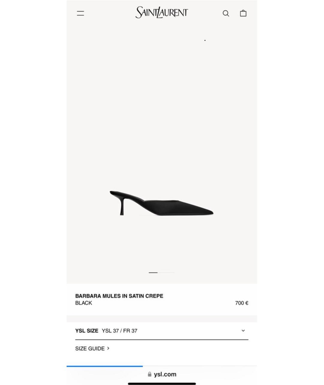 SAINT LAURENT Черные текстильные мюли, фото 8