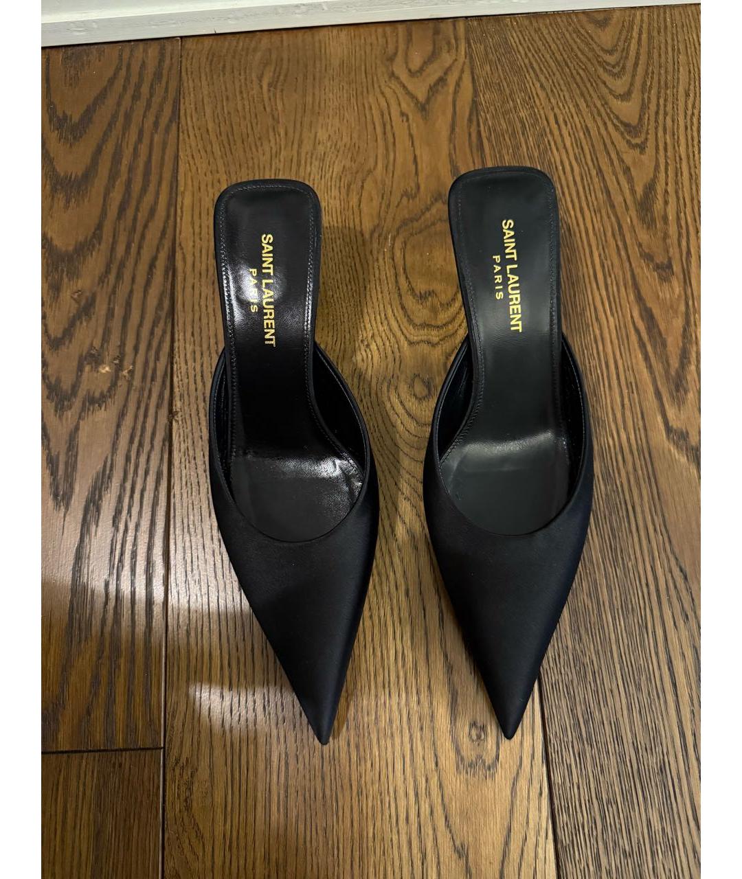 SAINT LAURENT Черные текстильные мюли, фото 2