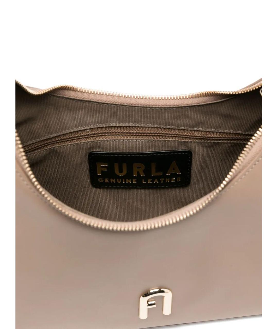 FURLA Бежевая кожаная сумка через плечо, фото 5