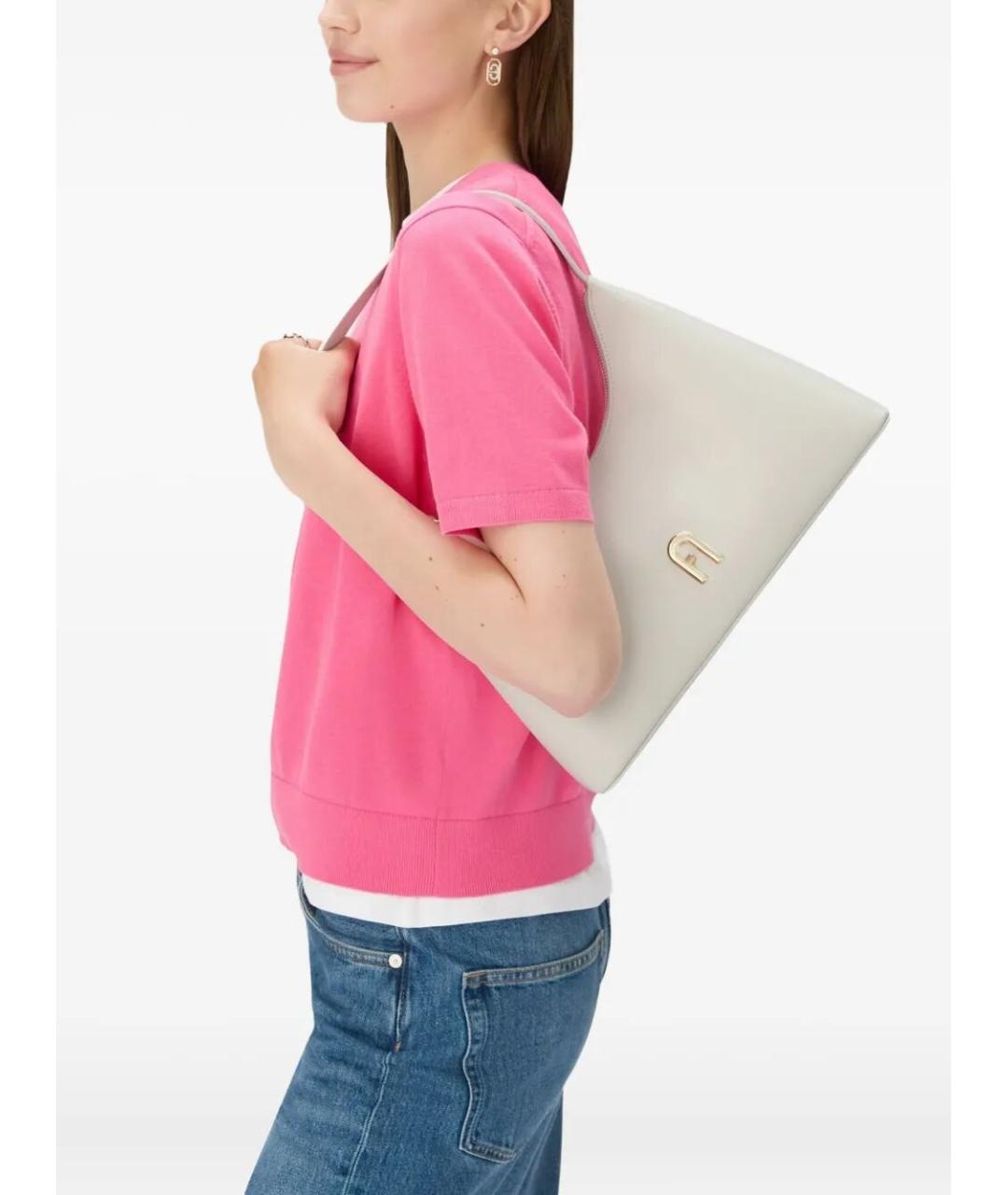 FURLA Бежевая кожаная сумка через плечо, фото 2