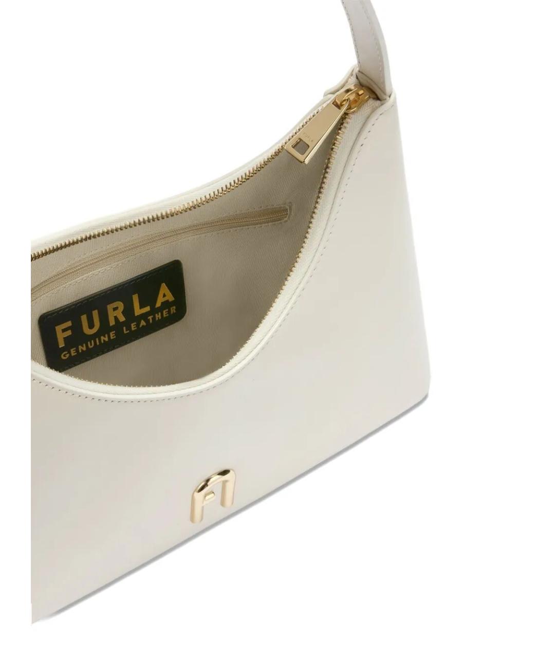 FURLA Бежевая кожаная сумка через плечо, фото 4