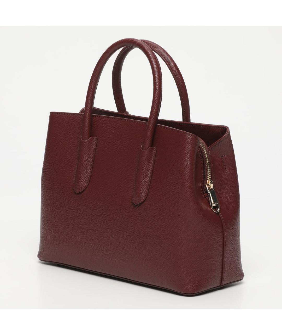 FURLA Бордовая кожаная сумка с короткими ручками, фото 2