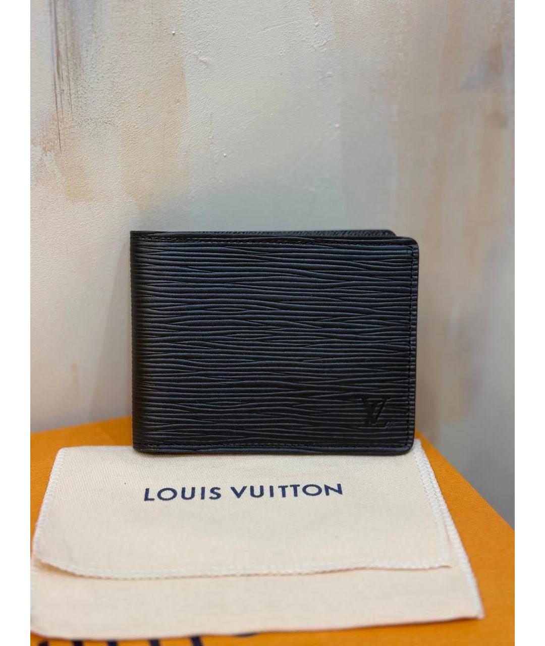 LOUIS VUITTON Черный кожаный кошелек, фото 2