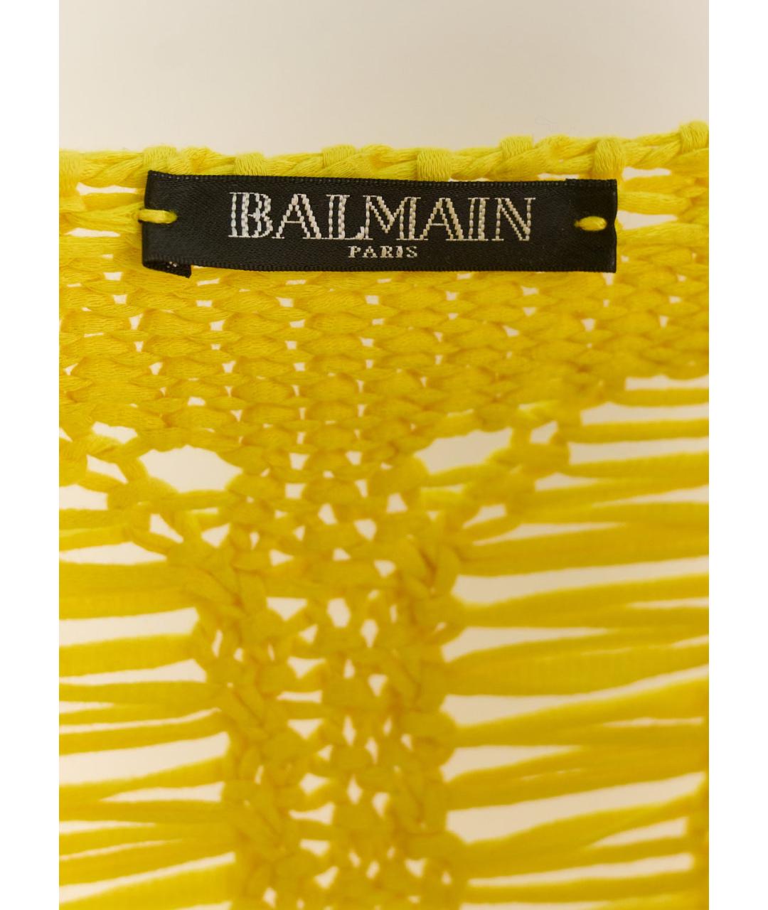 BALMAIN Желтое хлопковое повседневное платье, фото 5