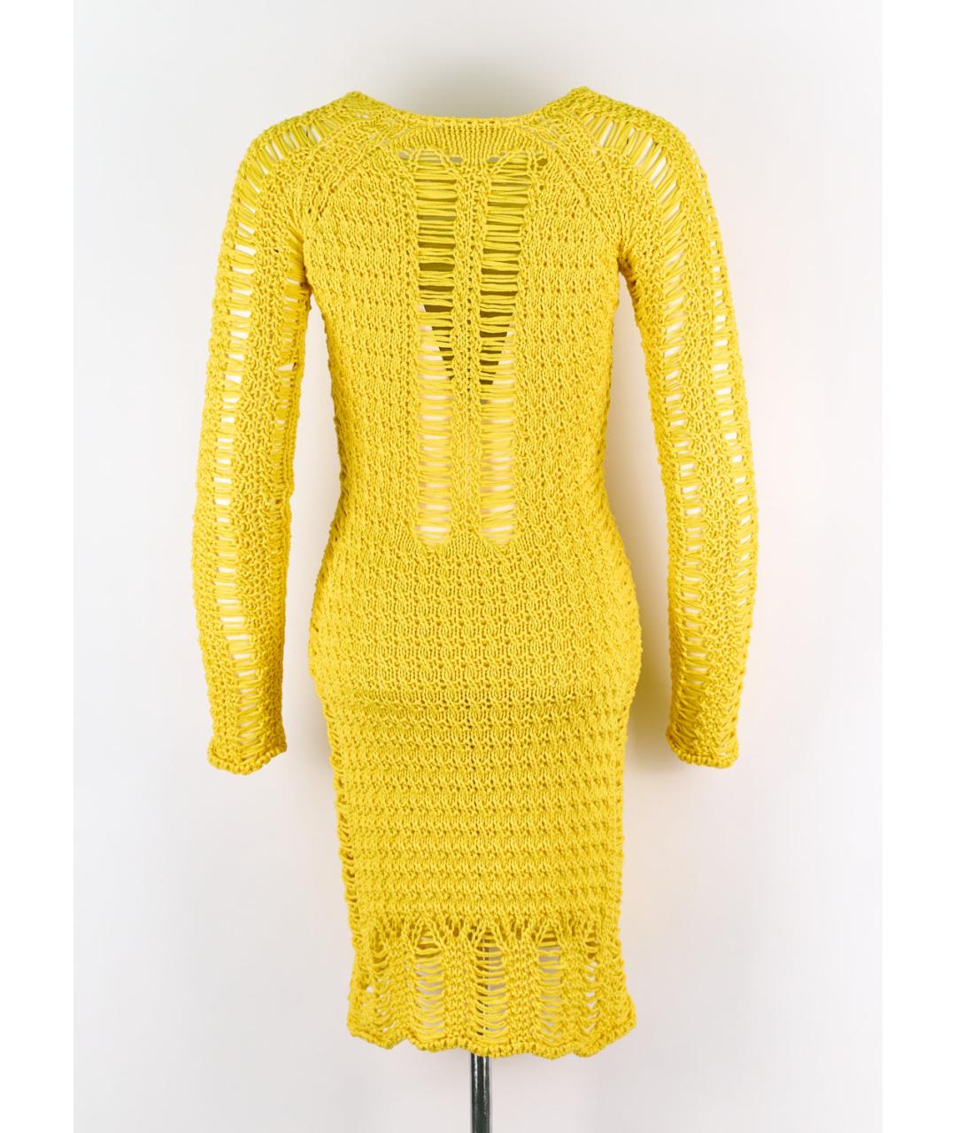 BALMAIN Желтое хлопковое повседневное платье, фото 4