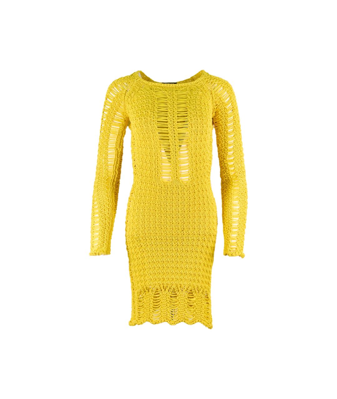 BALMAIN Желтое хлопковое повседневное платье, фото 6