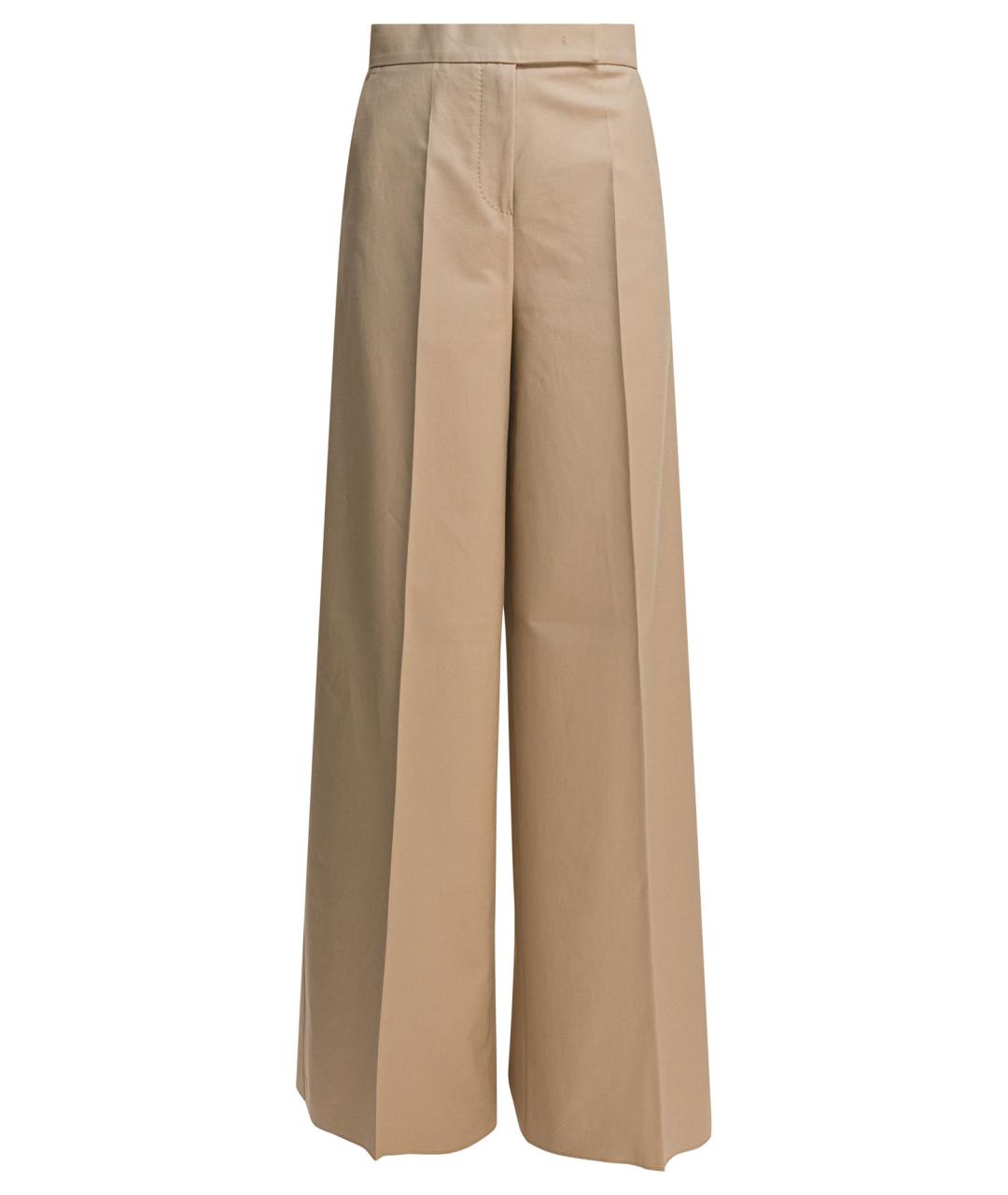 MAX MARA Бежевые хлопковые прямые брюки, фото 1