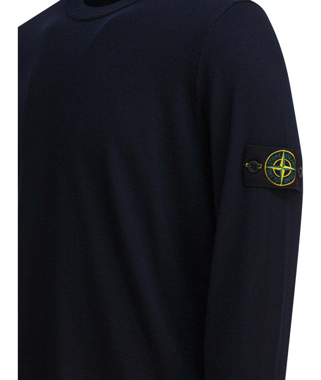 STONE ISLAND Темно-синий шерстяной джемпер / свитер, фото 4