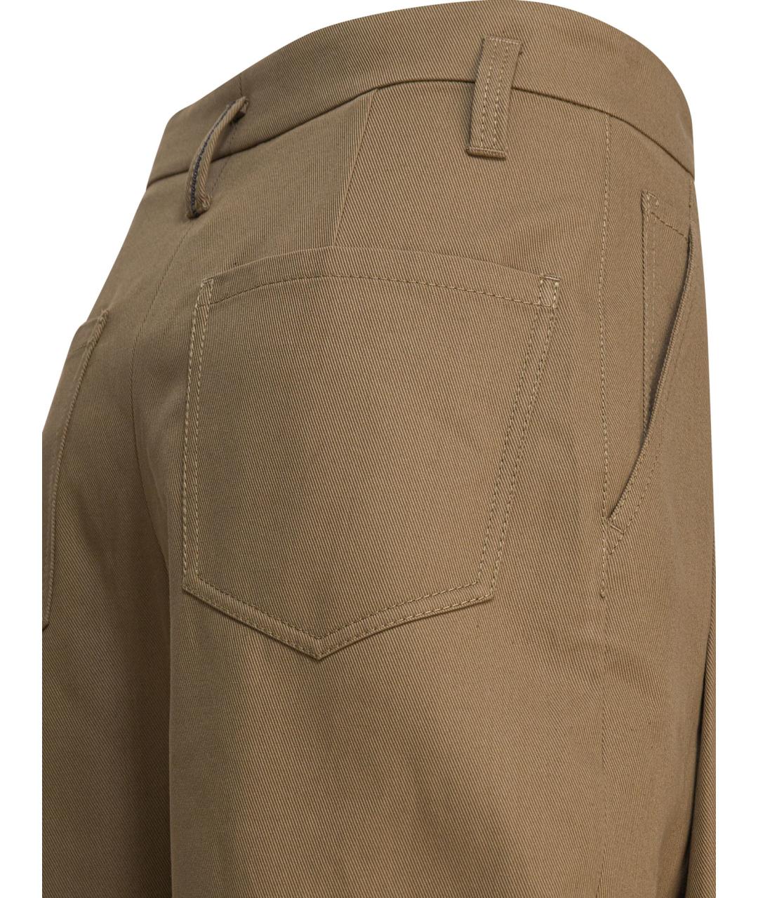 BRUNELLO CUCINELLI Коричневые хлопковые прямые брюки, фото 4