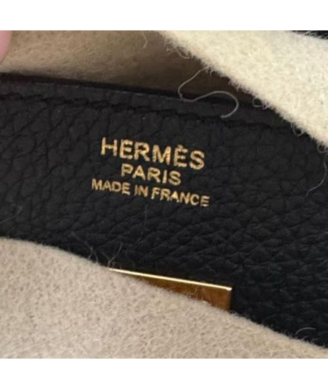 HERMES Черная кожаная сумка с короткими ручками, фото 6