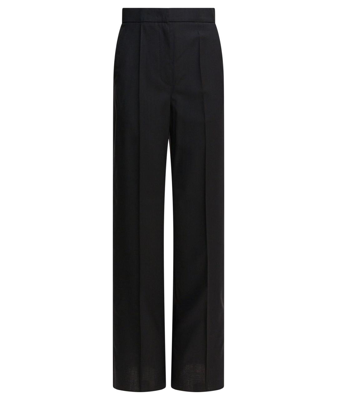 MAX MARA Черные шерстяные прямые брюки, фото 1