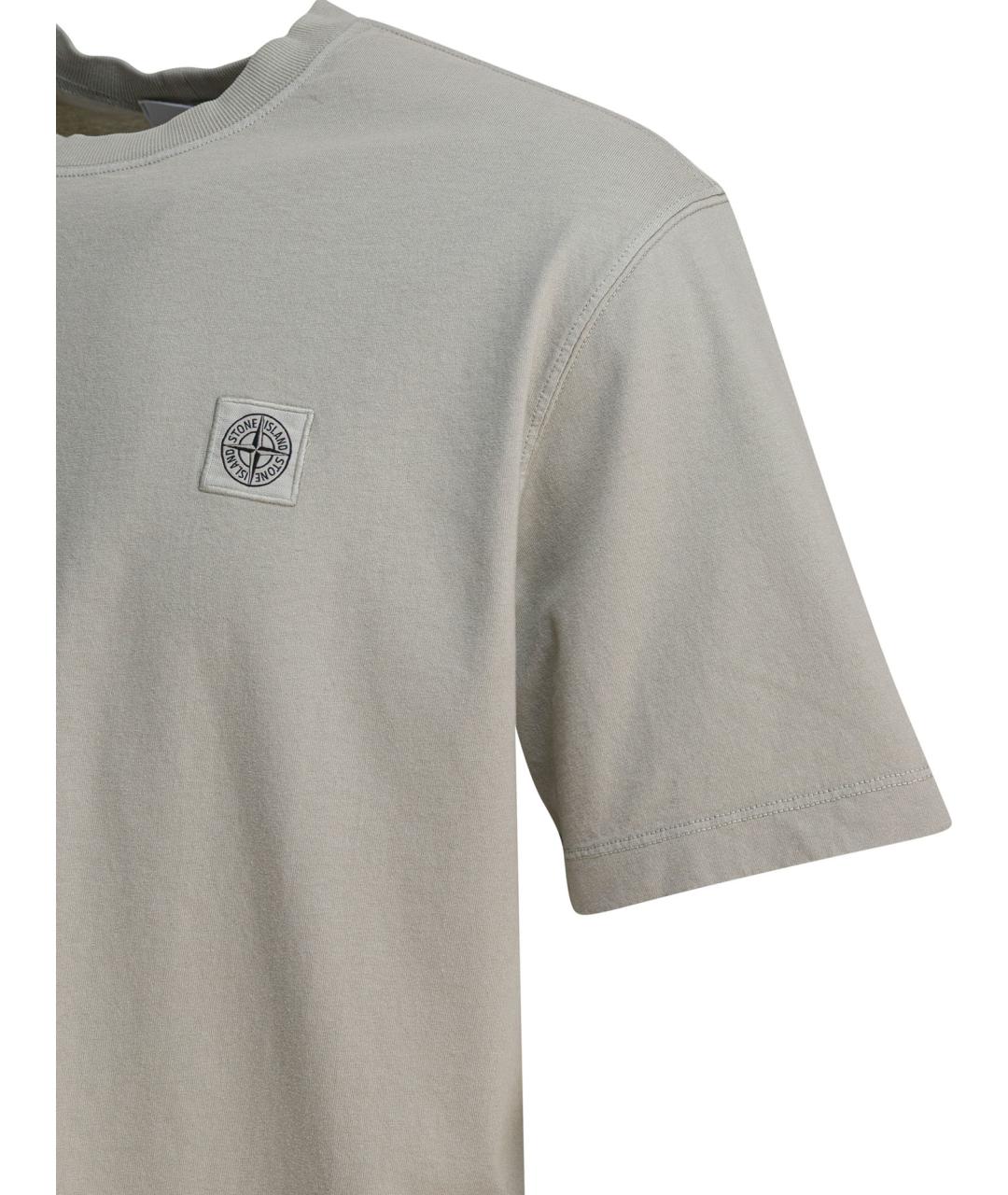 STONE ISLAND Серая хлопковая футболка, фото 4