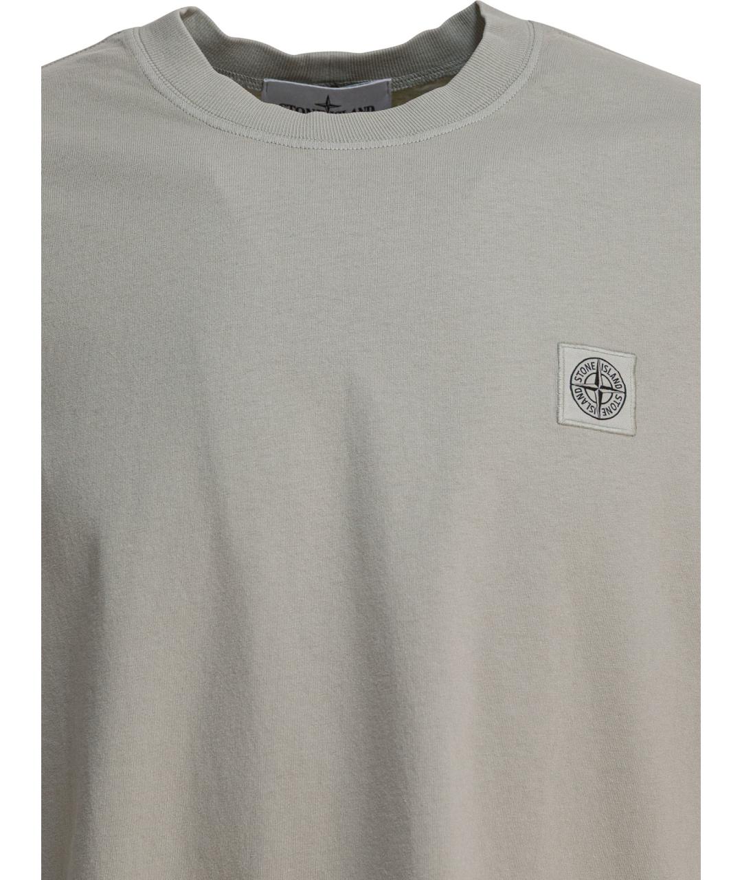 STONE ISLAND Серая хлопковая футболка, фото 3