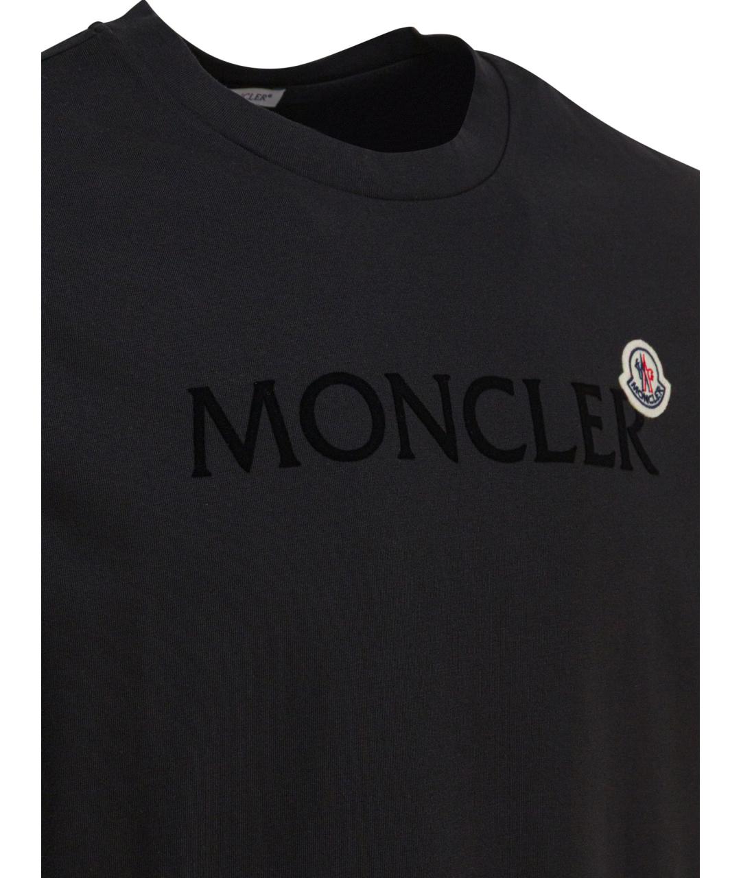 MONCLER Черная хлопковая футболка, фото 3