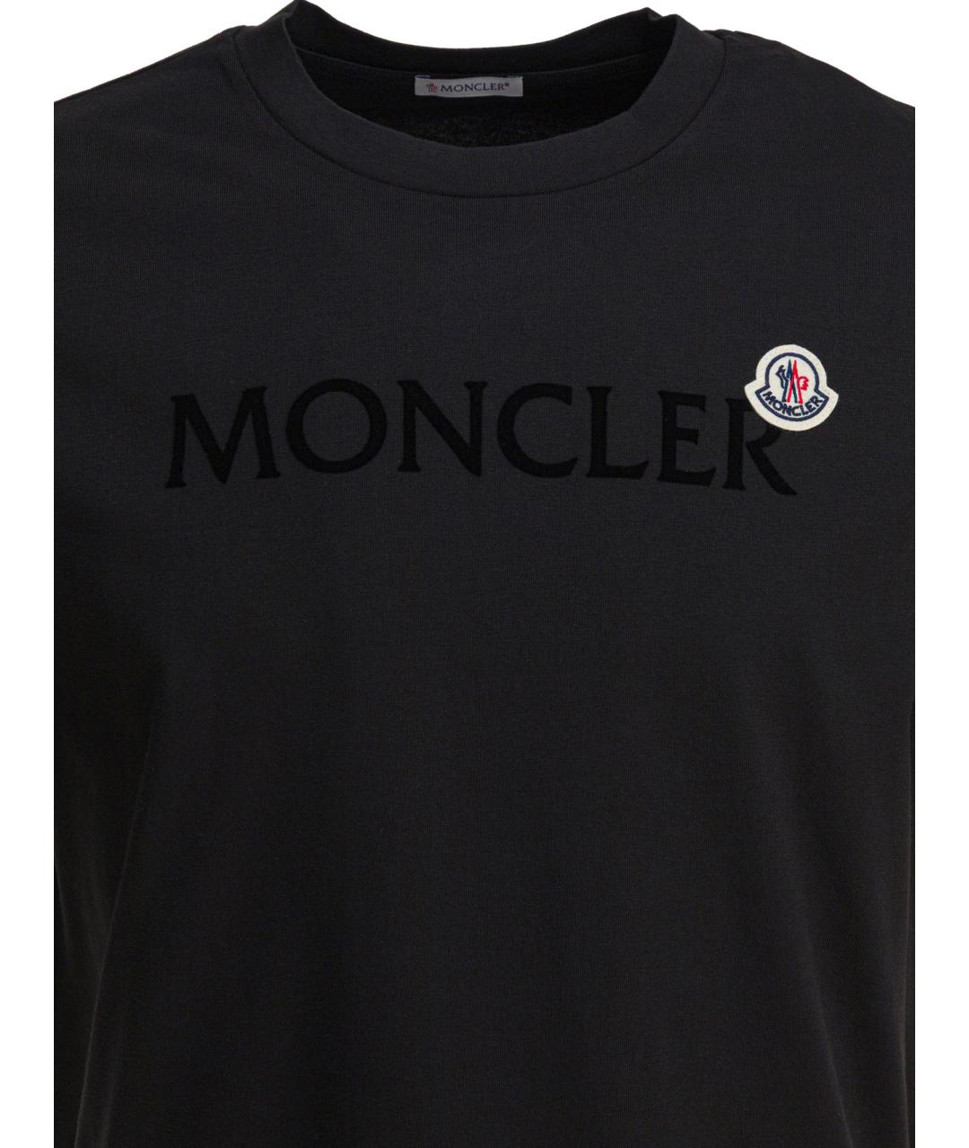 MONCLER Черная хлопковая футболка, фото 4
