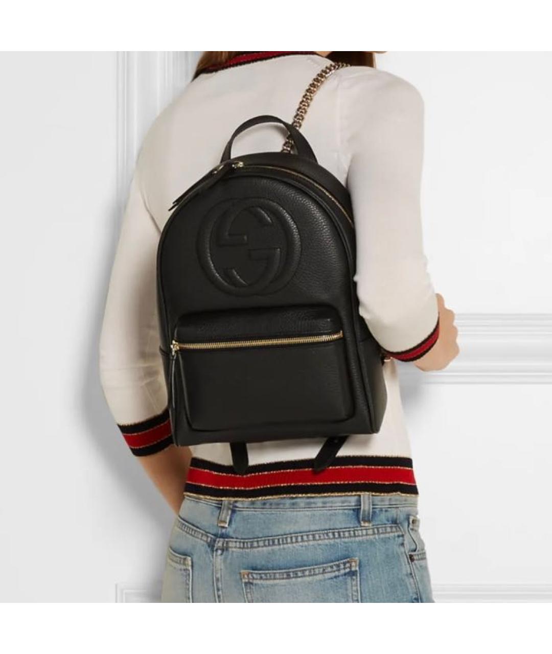 GUCCI Черный кожаный рюкзак, фото 8