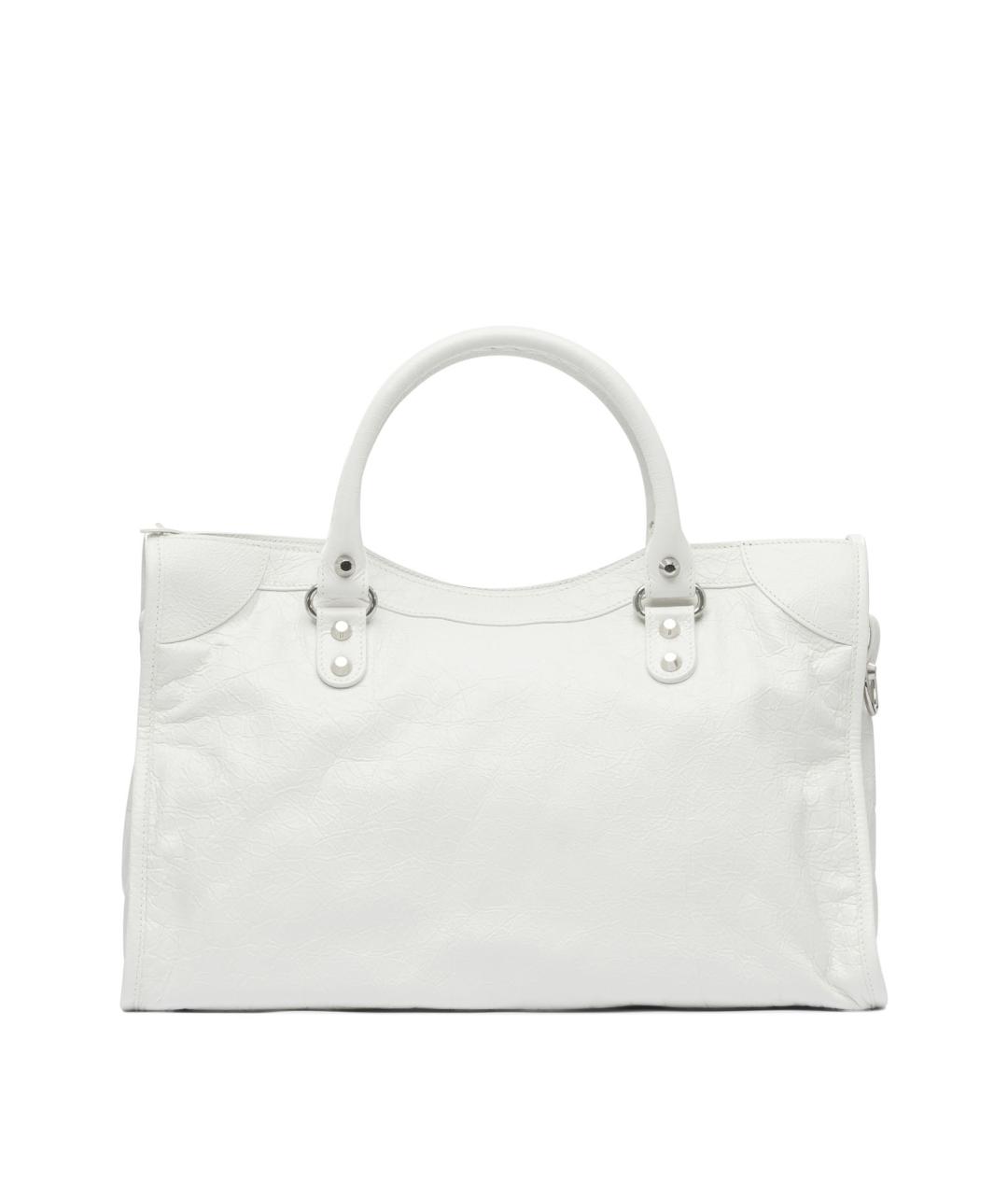 BALENCIAGA Белая кожаная сумка тоут, фото 3