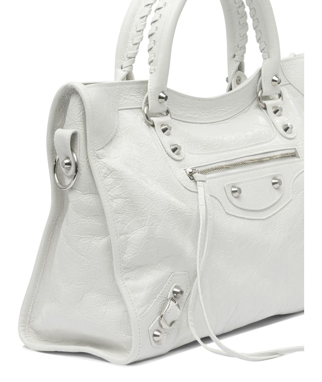 BALENCIAGA Белая кожаная сумка тоут, фото 4