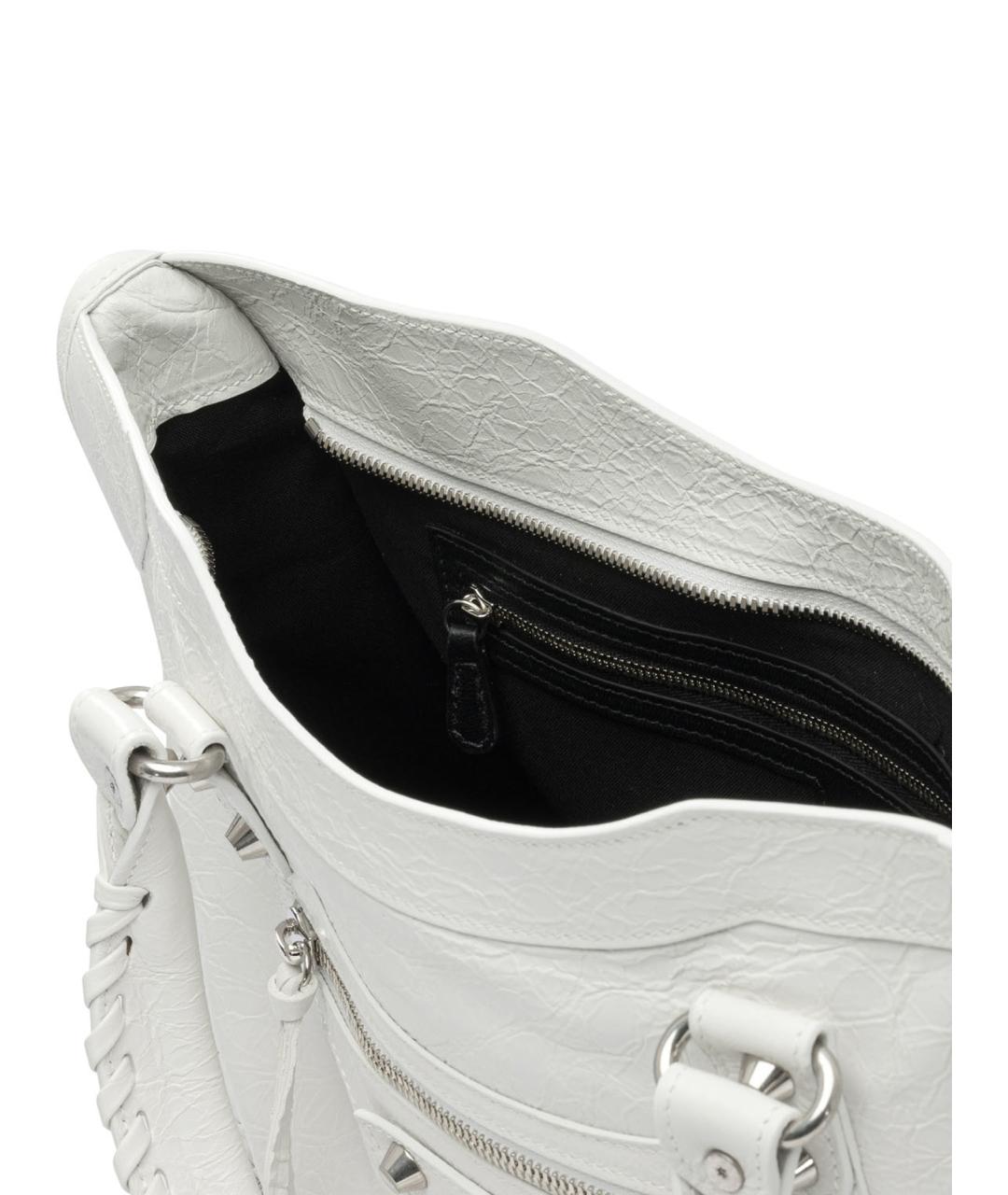 BALENCIAGA Белая кожаная сумка тоут, фото 5