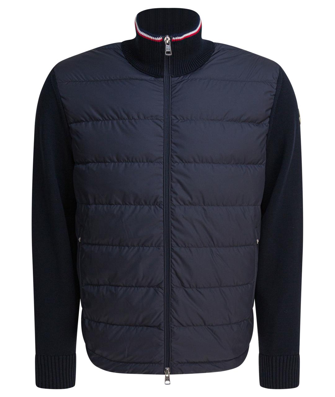 MONCLER Темно-синяя полиэстеровая куртка, фото 1