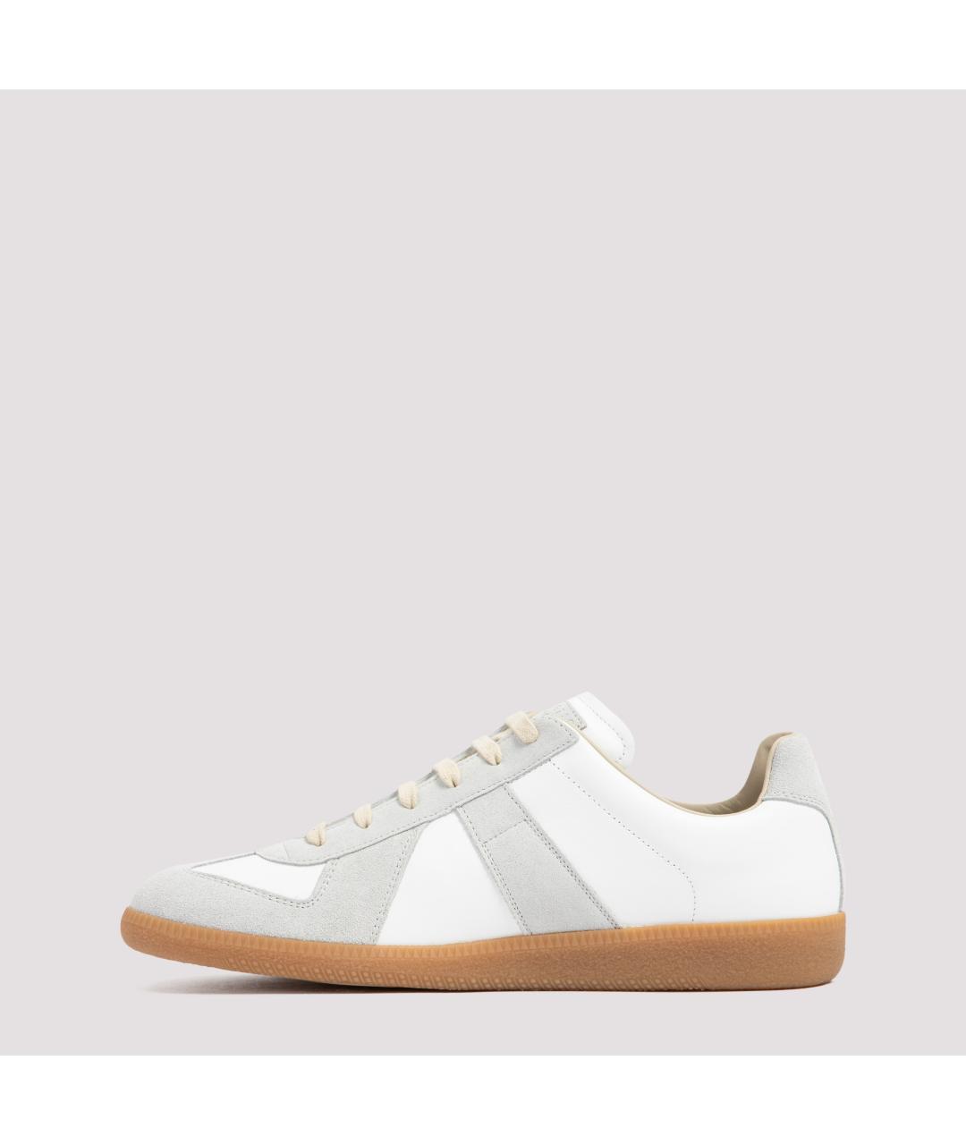MAISON MARGIELA Белые кожаные низкие кроссовки / кеды, фото 2