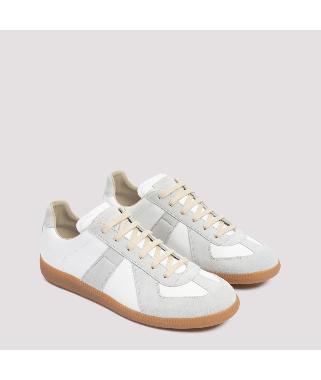 MAISON MARGIELA Белые кожаные низкие кроссовки / кеды, фото 3