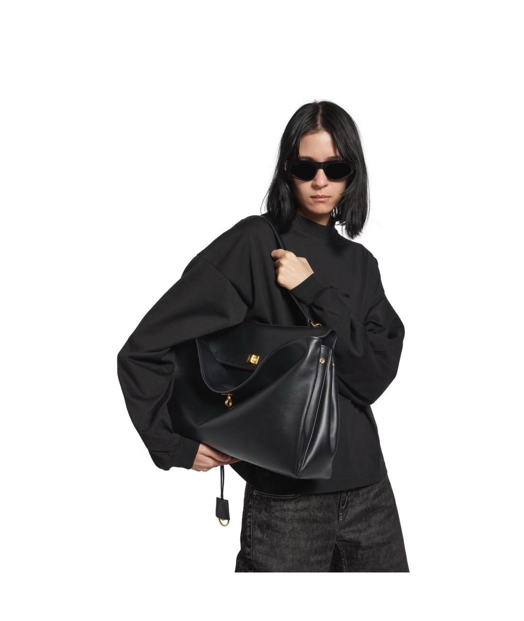BALENCIAGA Черная кожаная сумка тоут, фото 8