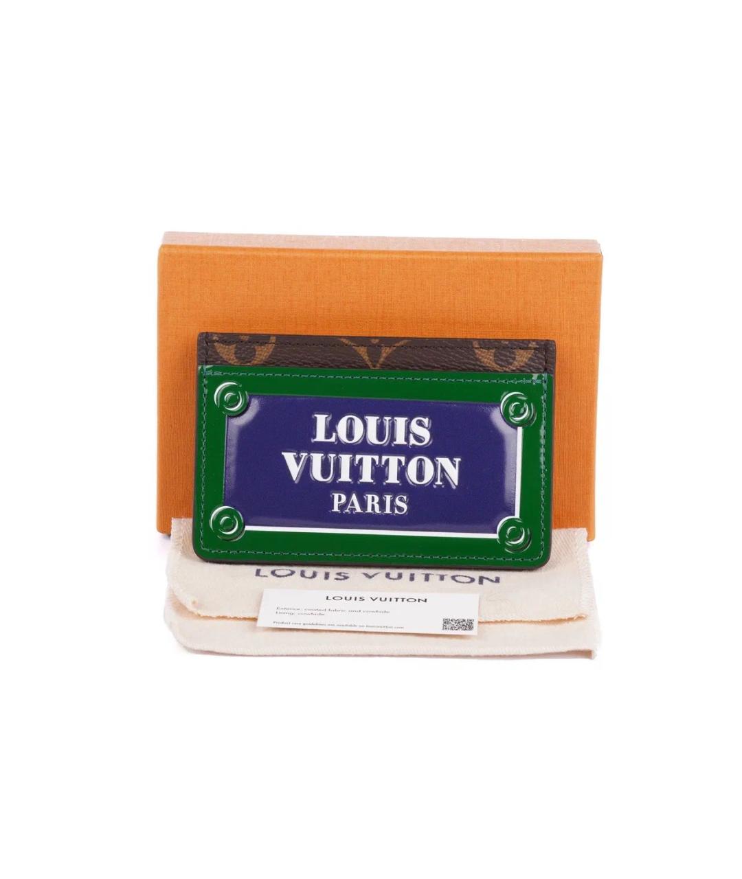 LOUIS VUITTON Коричневый кожаный кардхолдер, фото 2