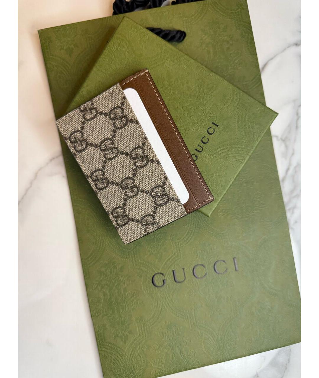 GUCCI Коричневый кожаный кардхолдер, фото 2