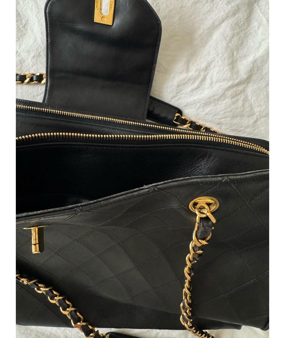 CHANEL Черная кожаная сумка тоут, фото 4