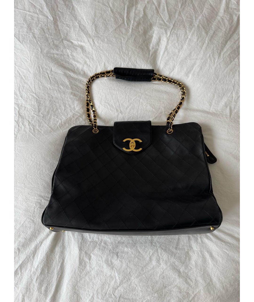 CHANEL Черная кожаная сумка тоут, фото 2