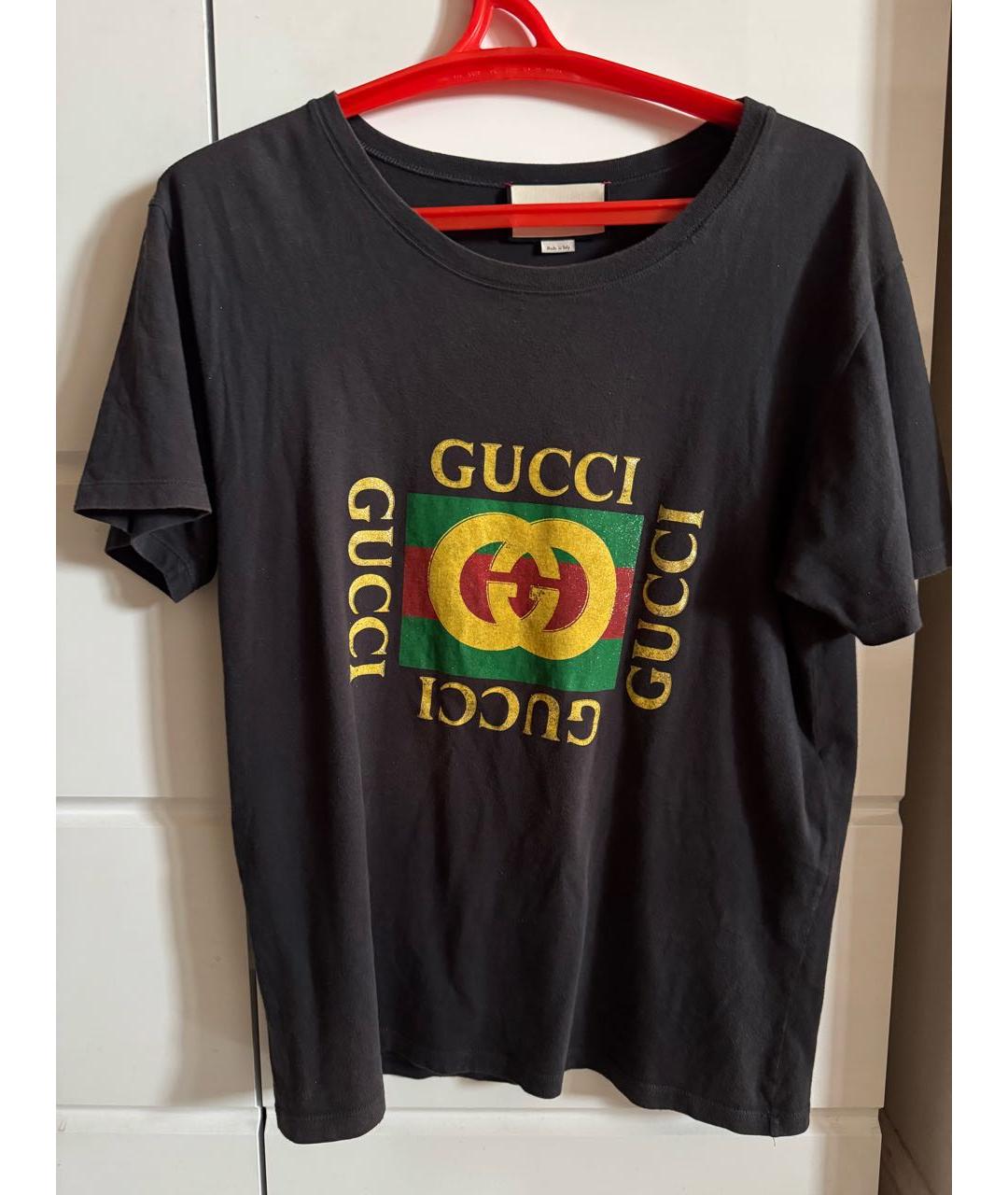 GUCCI Черная хлопковая майка, фото 2