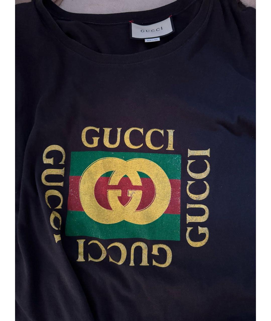 GUCCI Черная хлопковая майка, фото 4
