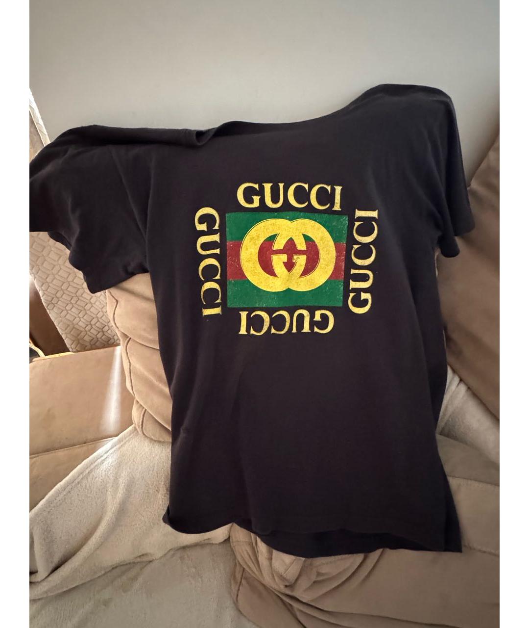 GUCCI Черная хлопковая майка, фото 3