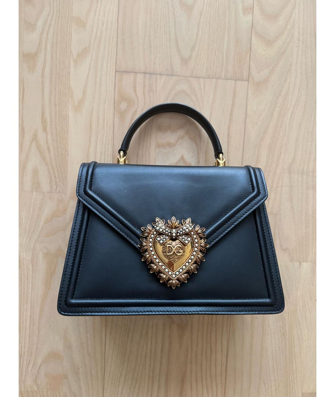 DOLCE&GABBANA Черная кожаная сумка с короткими ручками, фото 6