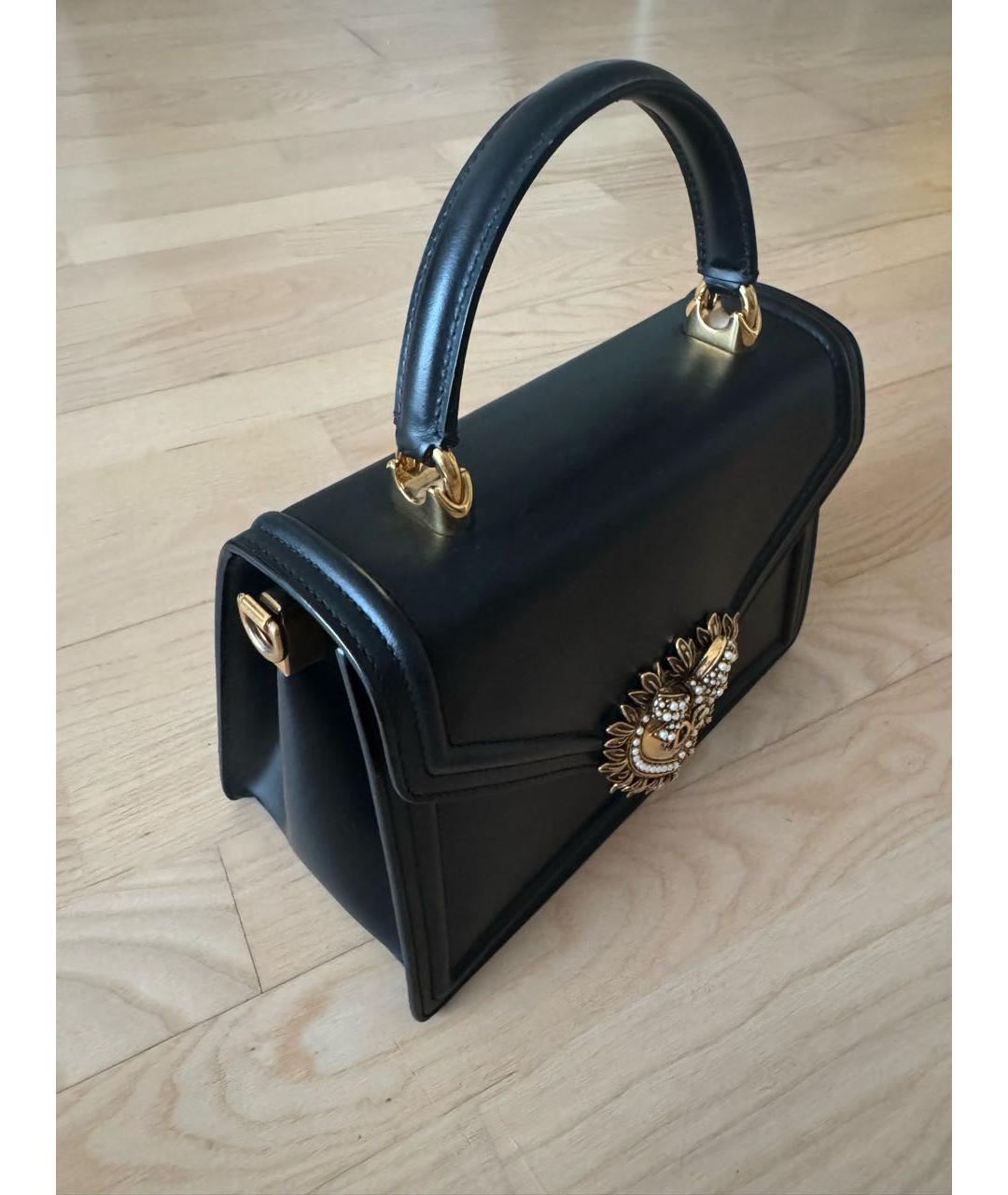 DOLCE&GABBANA Черная кожаная сумка с короткими ручками, фото 2