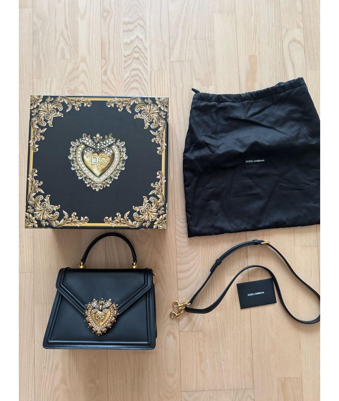 DOLCE&GABBANA Черная кожаная сумка с короткими ручками, фото 5