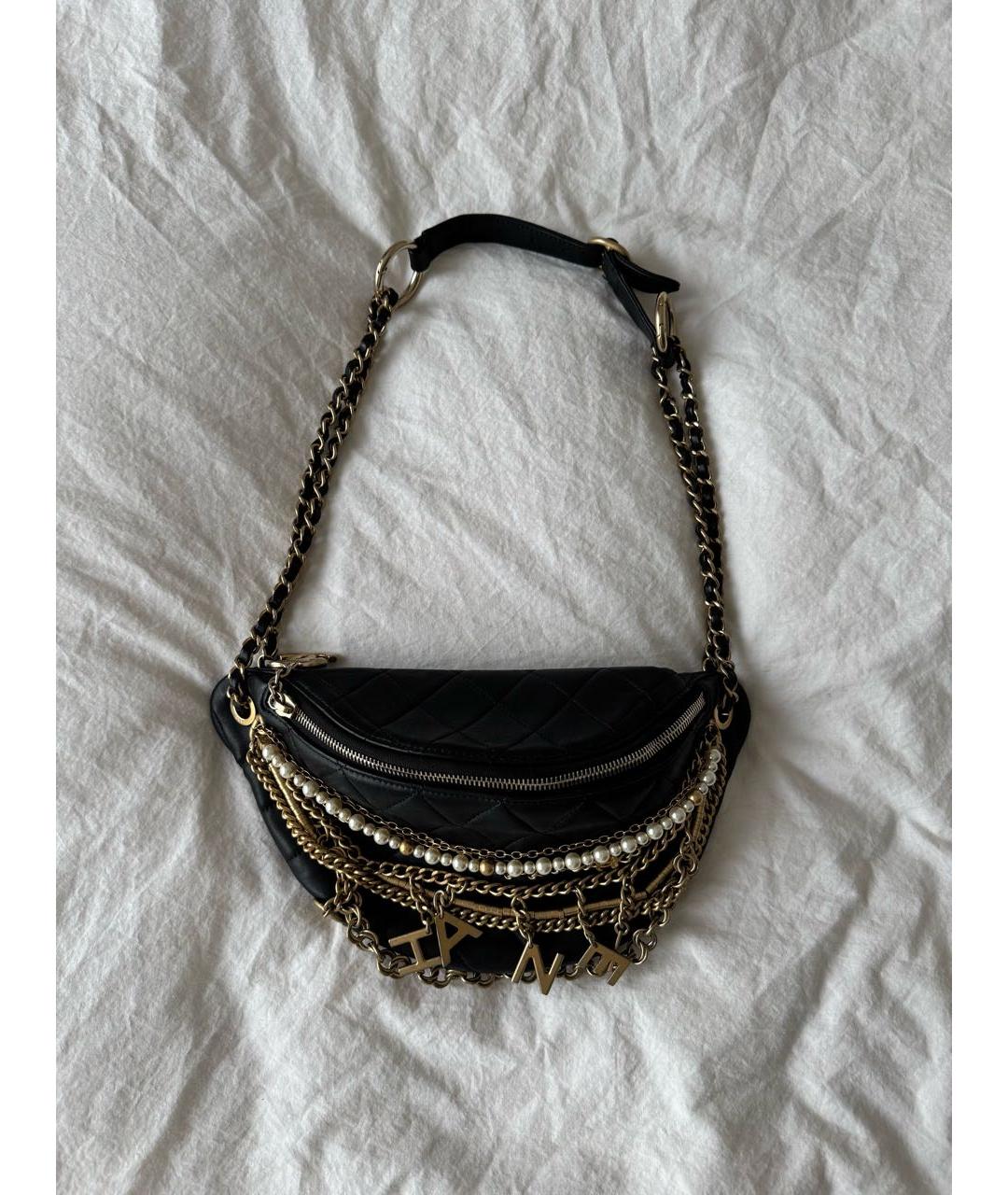 CHANEL Черная кожаная поясная сумка, фото 9