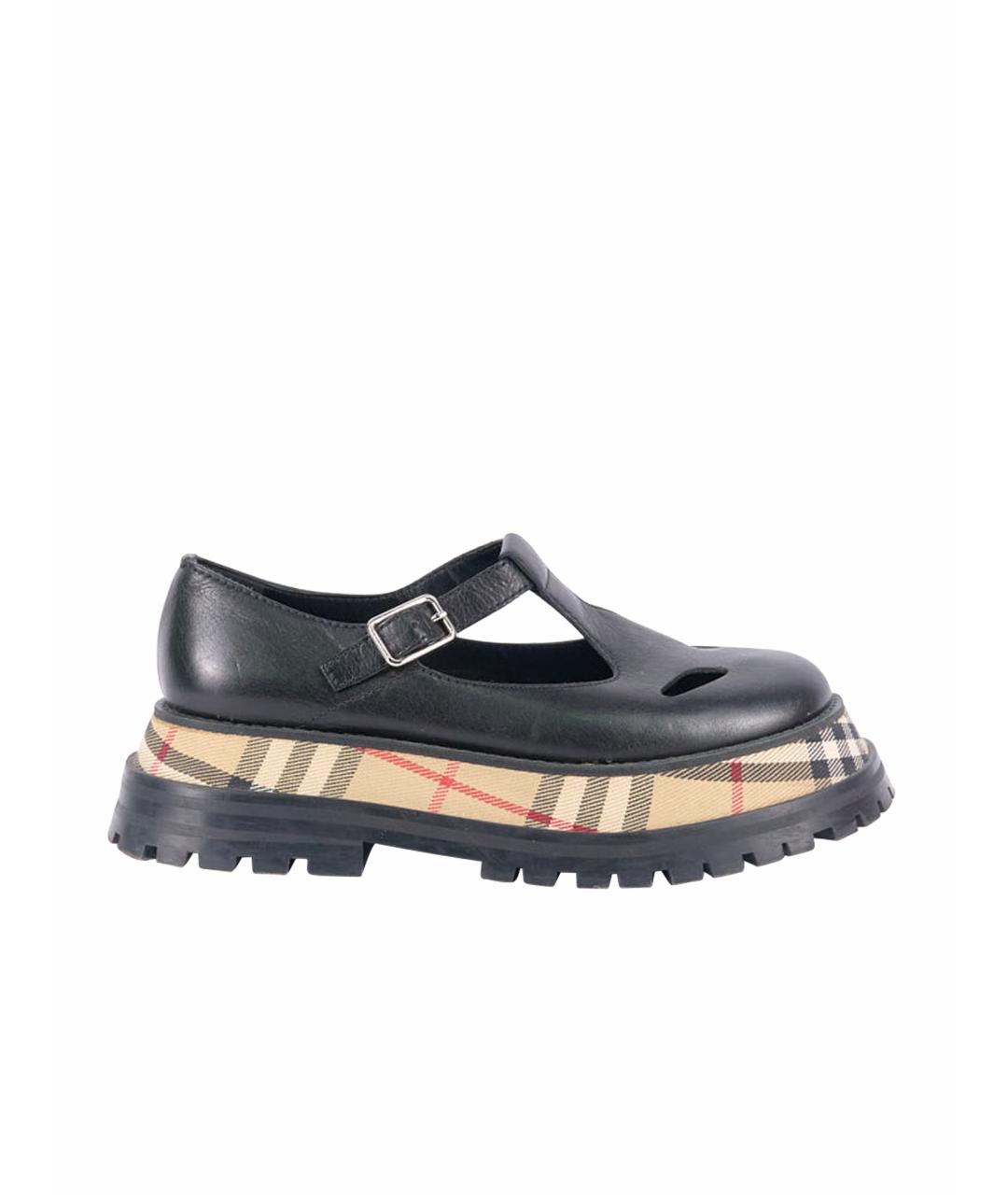 BURBERRY Черные кожаные туфли, фото 1