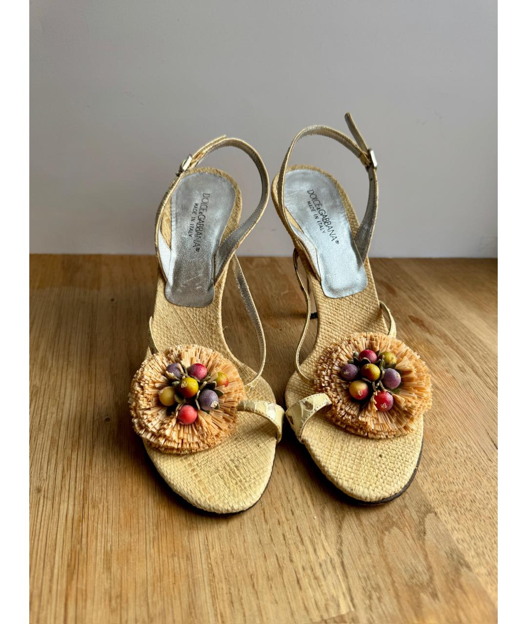 DOLCE&GABBANA Бежевые босоножки, фото 3