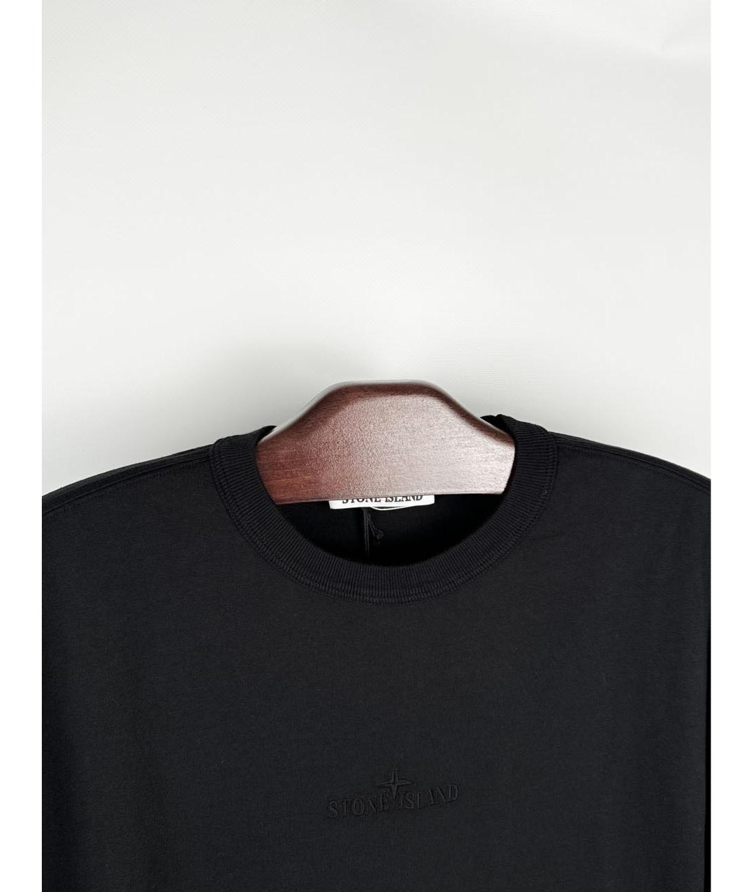 STONE ISLAND Черная хлопковая футболка, фото 3