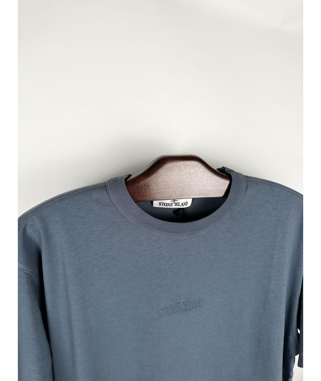 STONE ISLAND Синяя хлопковая футболка, фото 3