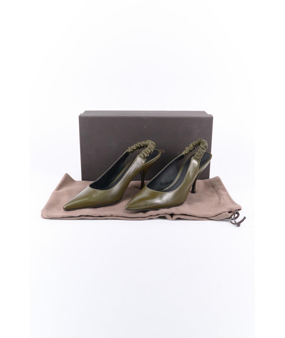 BOTTEGA VENETA Хаки кожаные туфли, фото 6